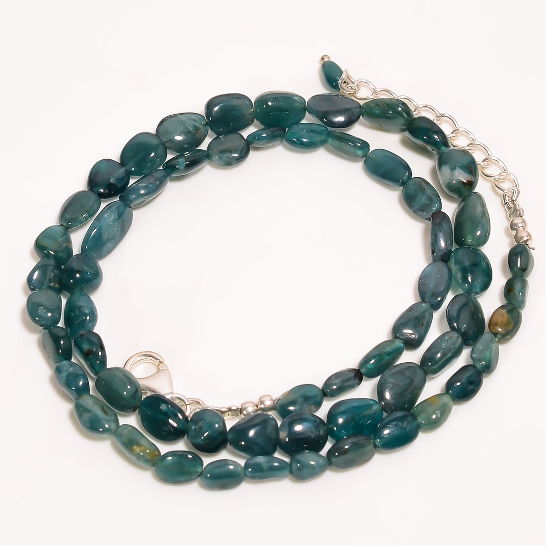 Grandidierite Natural Tumbled Shape Smooth Gemstone Necklace 17-19" ,5X4 10X5 mm 74 Ct. YN-284