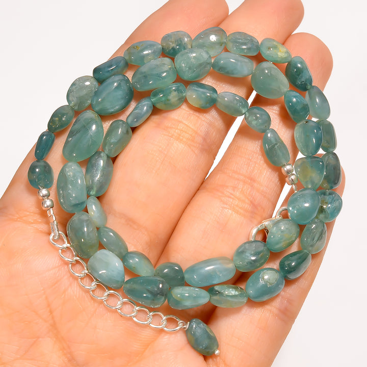 Grandidierite Natural Tumbled Shape Smooth Gemstone Necklace 17-19" ,5X4 12X8 mm 112.5 Ct. YN-285