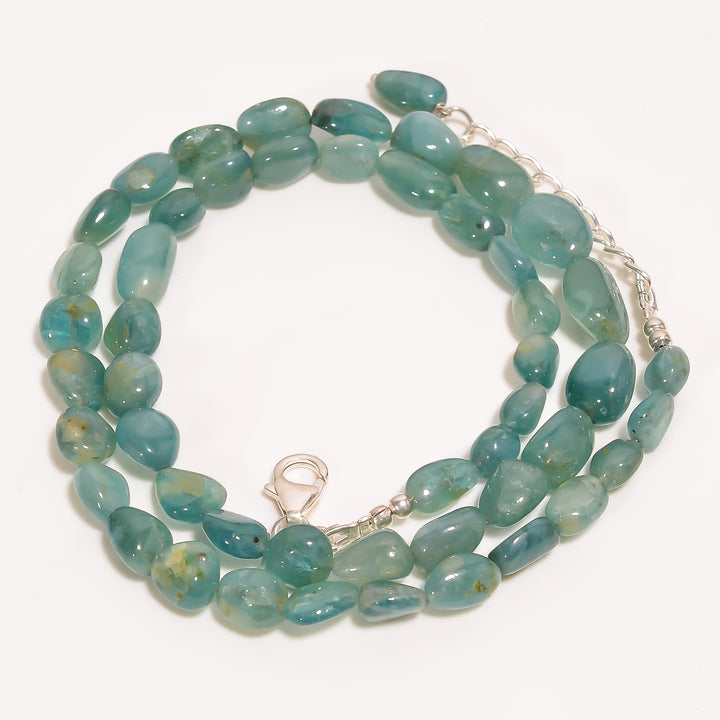 Grandidierite Natural Tumbled Shape Smooth Gemstone Necklace 17-19" ,5X4 12X8 mm 112.5 Ct. YN-285