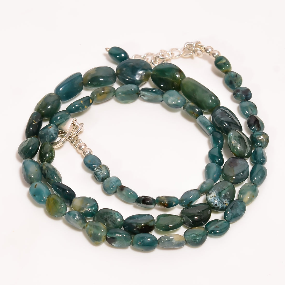 Grandidierite Natural Tumbled Shape Smooth Gemstone Necklace 17-19" ,4X3 12X7 mm 86 Ct. YN-286