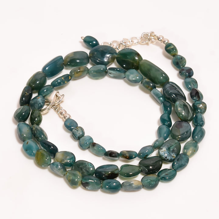 Grandidierite Natural Tumbled Shape Smooth Gemstone Necklace 17-19" ,4X3 12X7 mm 86 Ct. YN-286
