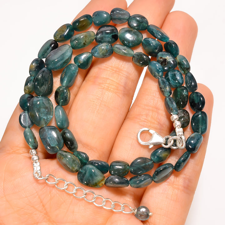 Grandidierite Natural Tumbled Shape Smooth Gemstone Necklace 17-19" ,5X4 11X6 mm 99 Ct. YN-287