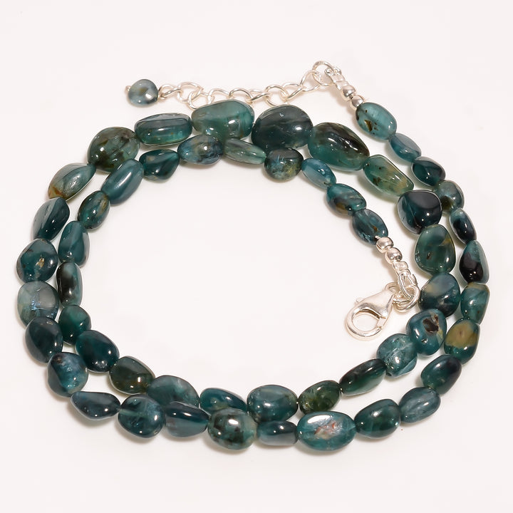 Grandidierite Natural Tumbled Shape Smooth Gemstone Necklace 17-19" ,5X4 11X6 mm 99 Ct. YN-287