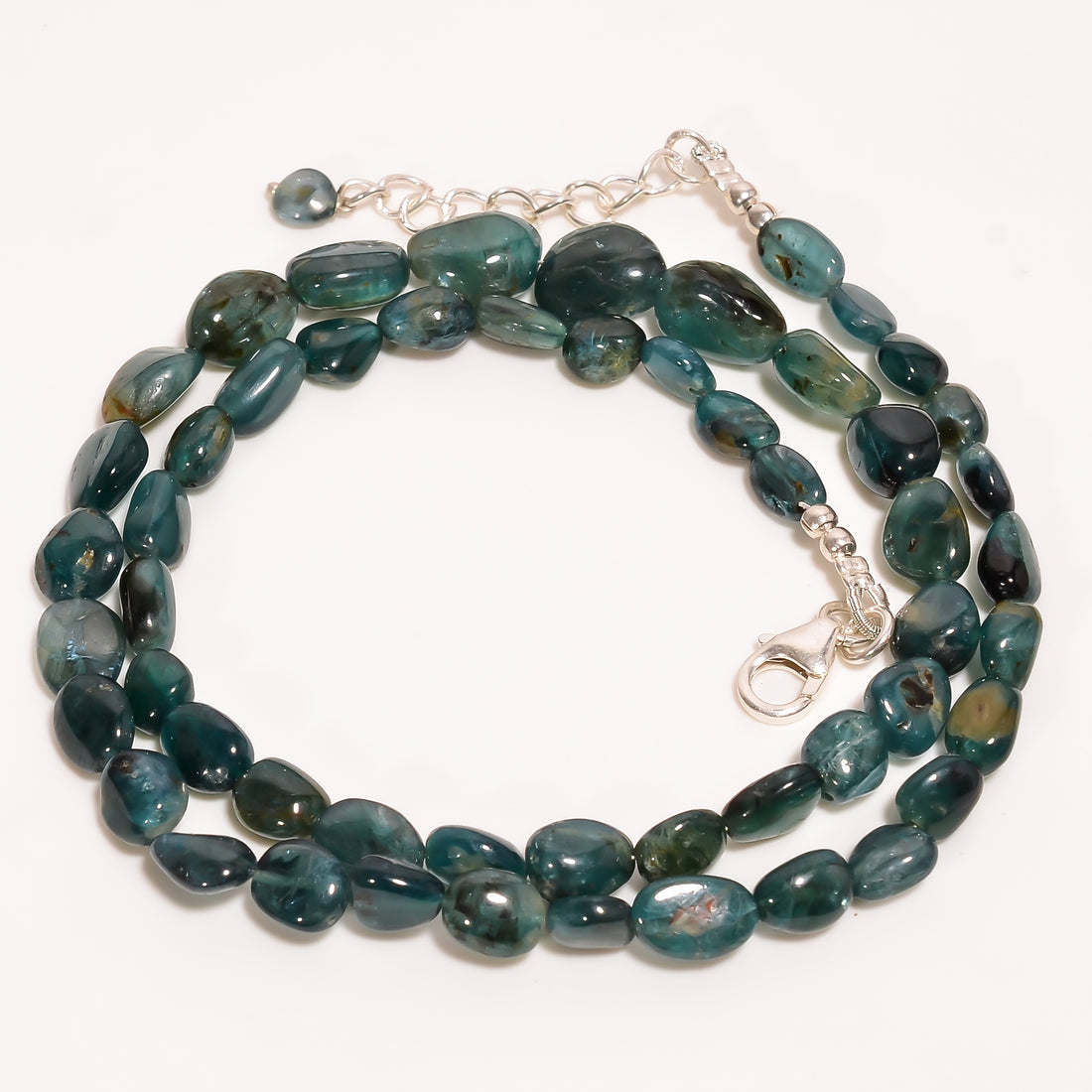 Grandidierite Natural Tumbled Shape Smooth Gemstone Necklace 17-19" ,5X4 11X6 mm 99 Ct. YN-287