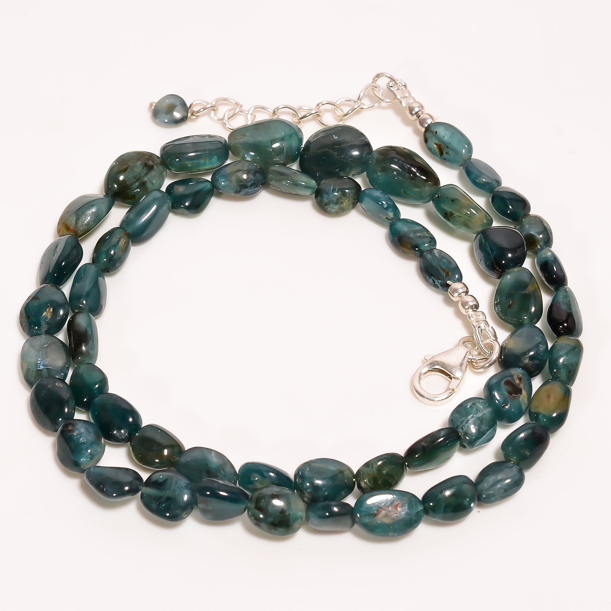 Grandidierite Natural Tumbled Shape Smooth Gemstone Necklace 17-19" ,5X4 11X6 mm 99 Ct. YN-287
