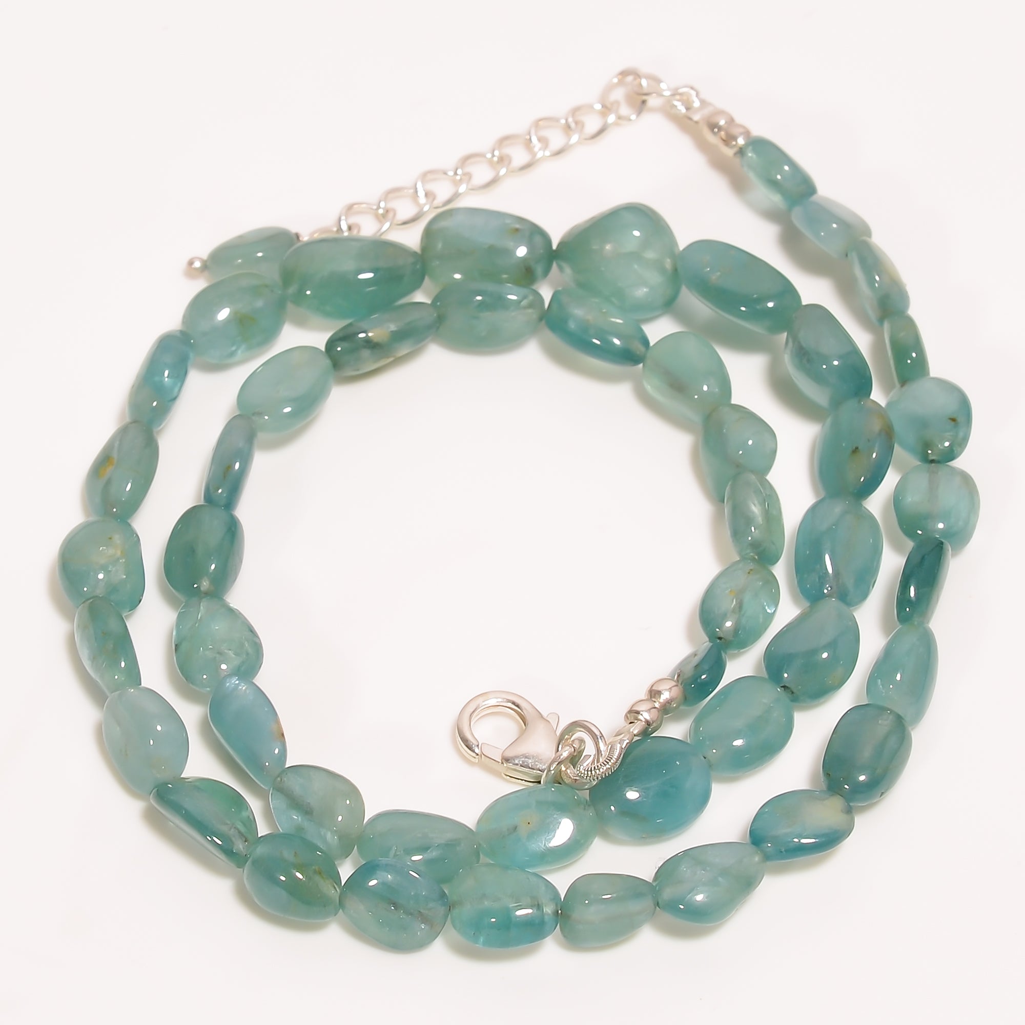 Grandidierite Natural Tumbled Shape Smooth Gemstone Necklace 17-19" ,5X4 10X7 mm 102 Ct. YN-288