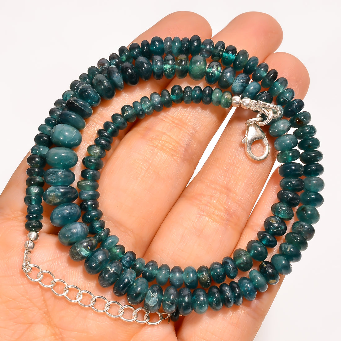 Grandidierite Natural Gemstone Rondelle Shape Smooth Beads Necklace 17-19" ,3X3 8X8 mm 127 Ct. YN-293