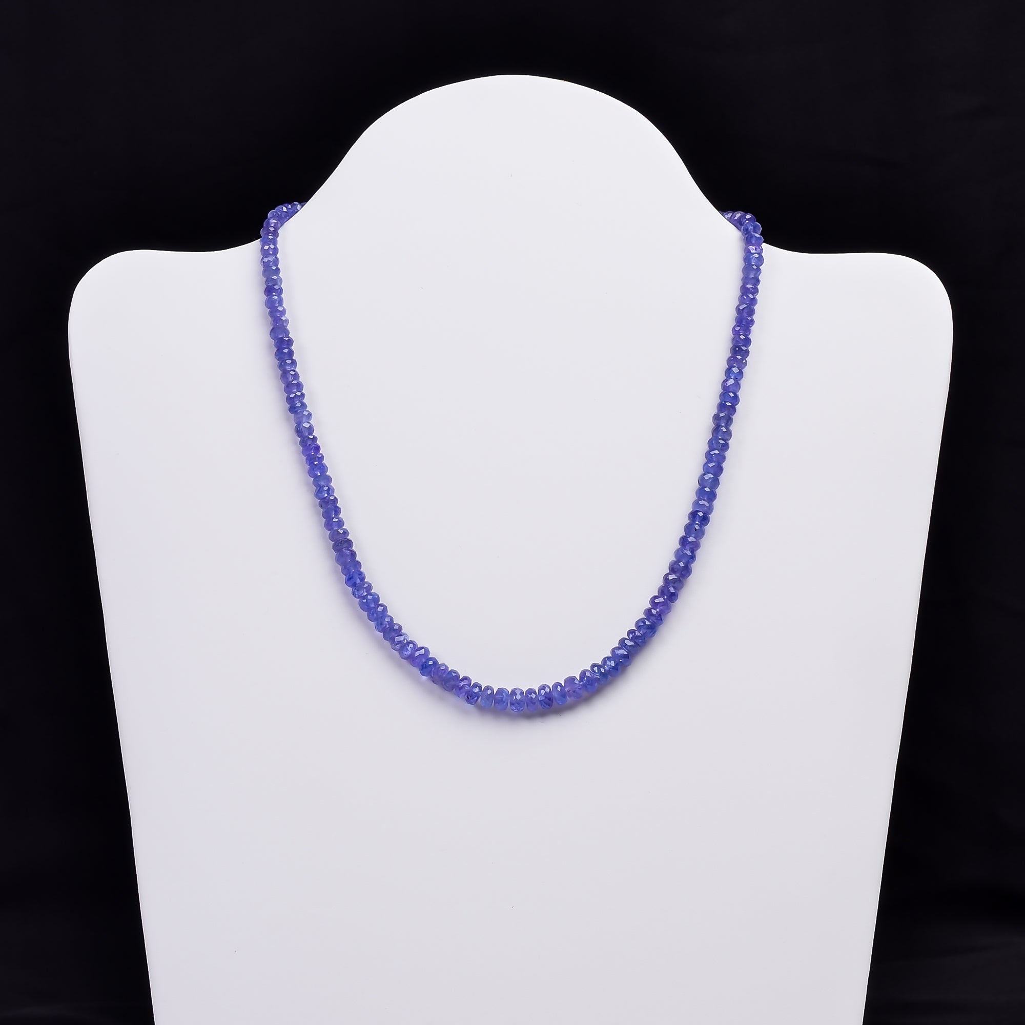 Tanzanite Natural Gemstone Rondelle Shape Faceted Beads Necklace 17-19",4X4 6X6 mm, 141 Ct., YN-300