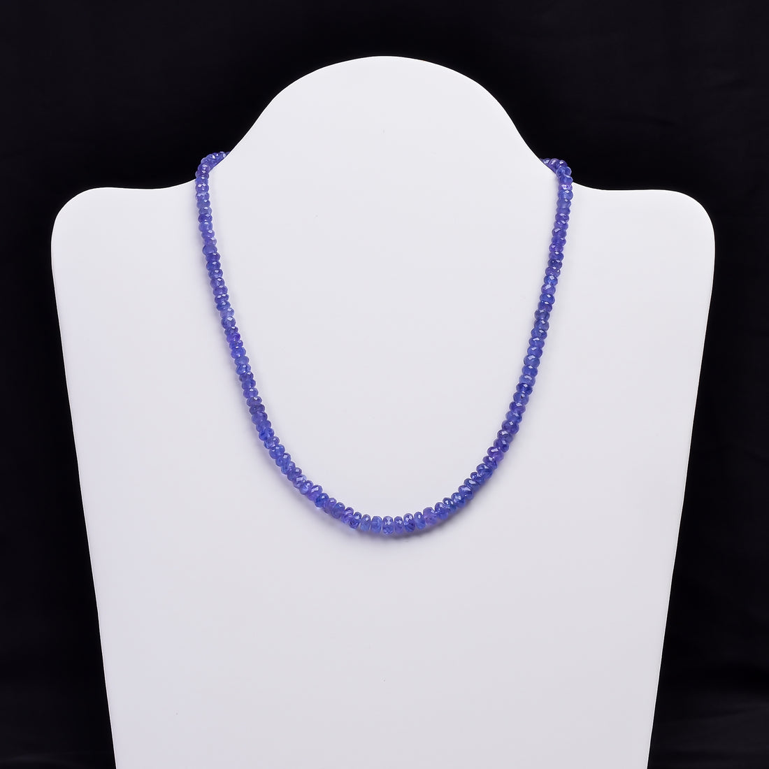 Tanzanite Natural Gemstone Rondelle Shape Faceted Beads Necklace 17-19",4X4 6X6 mm, 141 Ct., YN-300