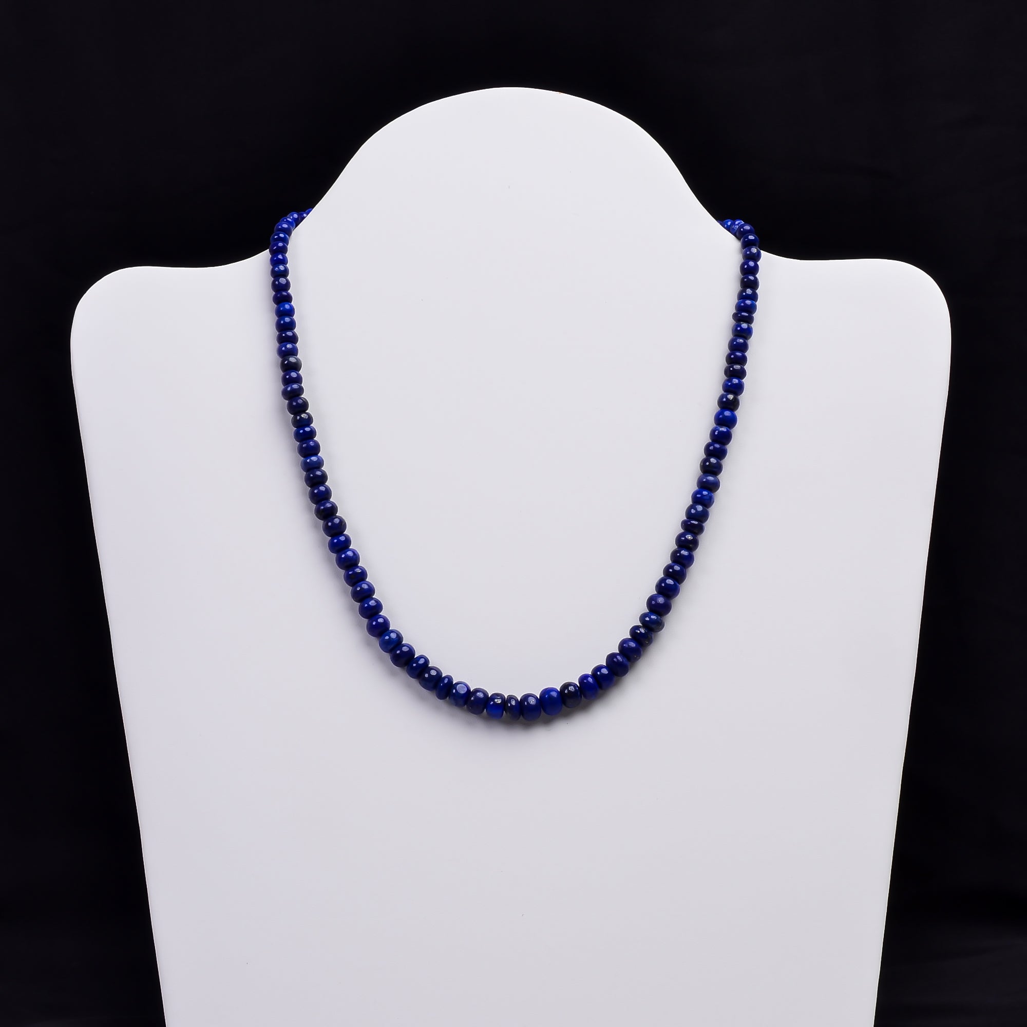 Lapis Lazuli Natural Gemstone Rondelle Shape Smooth Beads Necklace 17-18.5",4X4 7X7 mm, 148 Ct., YN-302