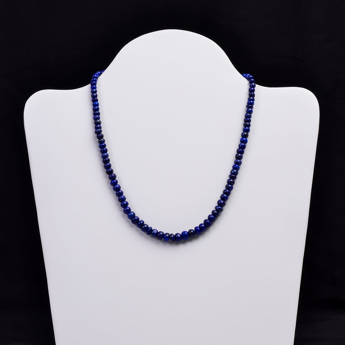 Lapis Lazuli Natural Gemstone Rondelle Shape Smooth Beads Necklace 17-18.5",4X4 7X7 mm, 148 Ct., YN-302