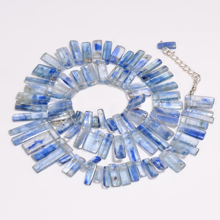 Kyanite Natural Gemstone Sticks Shape Necklace 17-18.5",7X3 21X4 mm, 173.5 Ct., YN-337