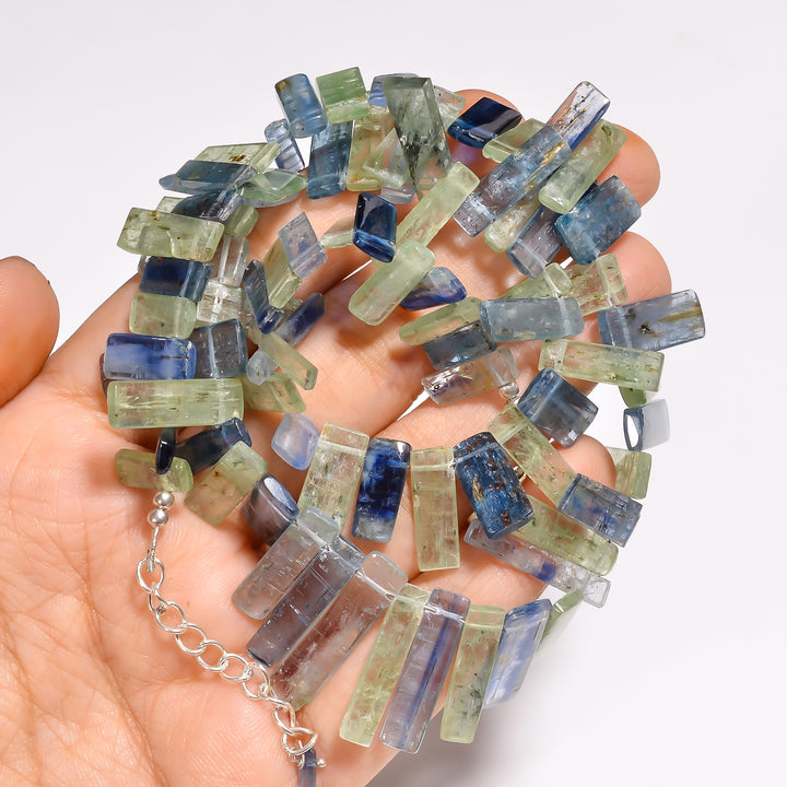 Kyanite Natural Gemstone Sticks Shape Necklace 17-18",11X4 25X5 mm, 221 Ct., YN-338