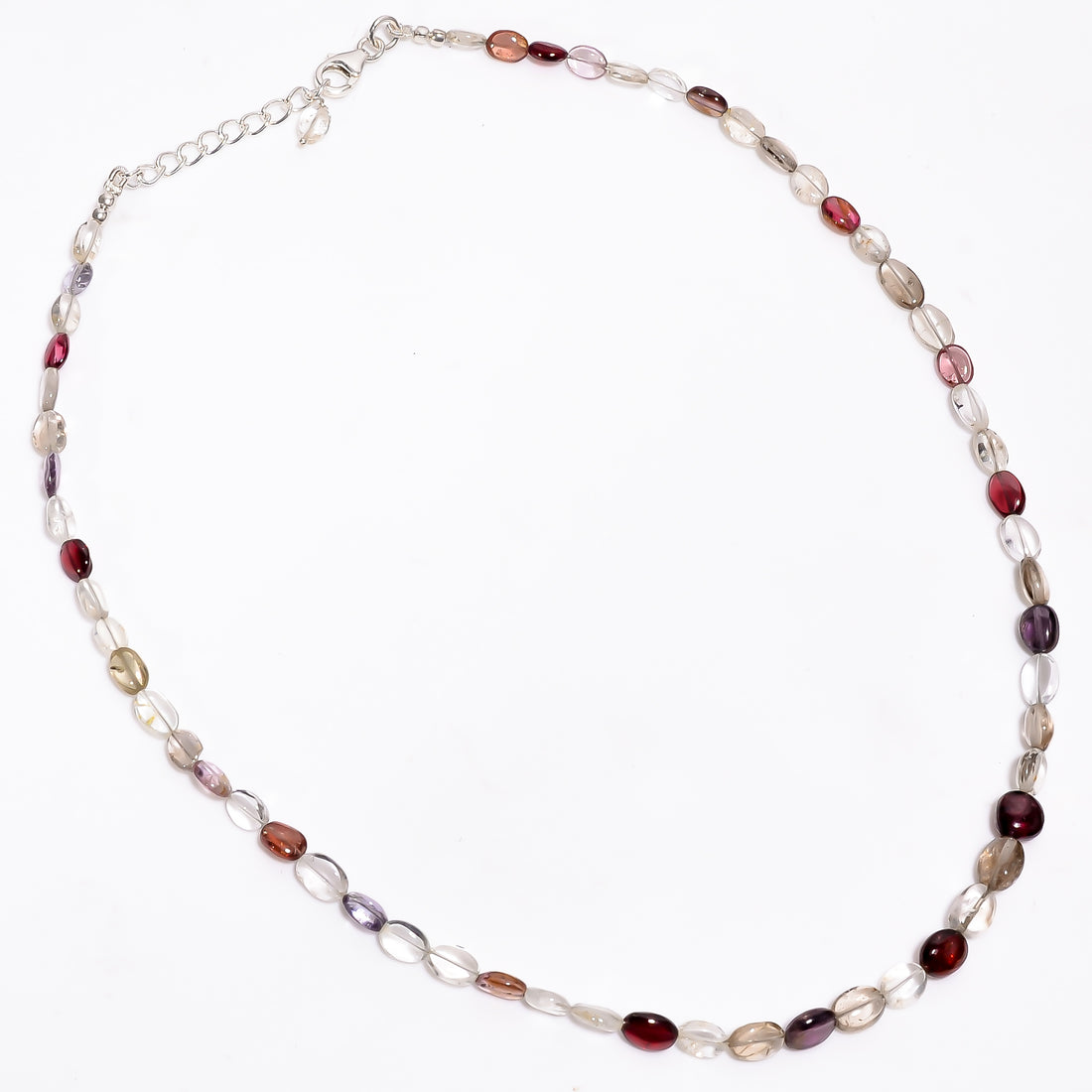 Multi spinel Natural Gemstone Oval Shape Smooth Necklace 17-19" Beads 5X4 8X6 mm, 69.5 Ct. YN-357