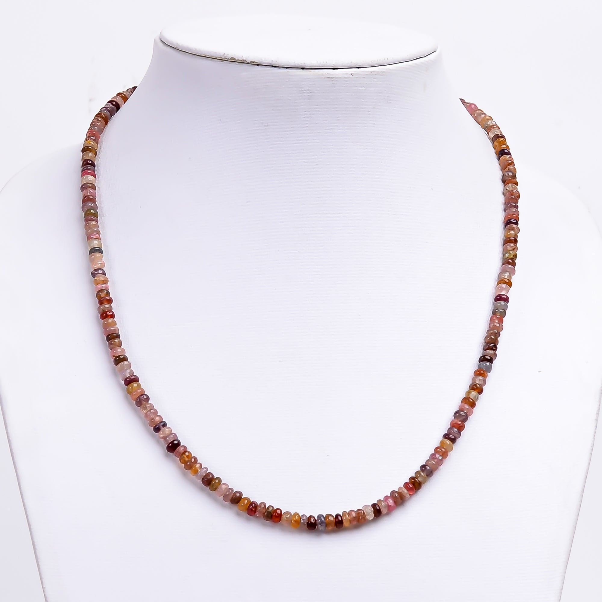 Multi spinel Natural Gemstone Rondelle Shape Smooth Necklace 17-19" Beads 4X4X3 mm, 85 Ct. YN-359