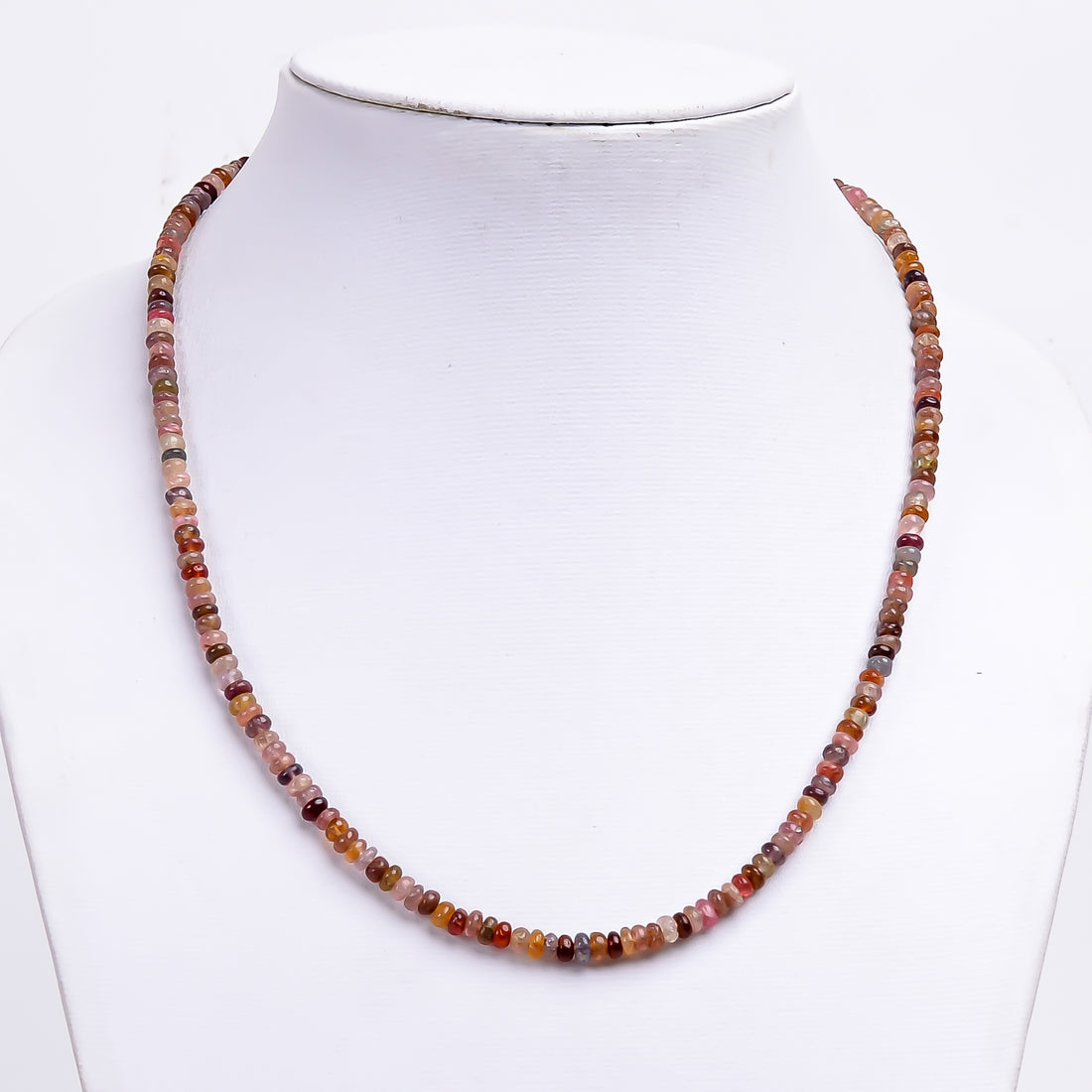 Multi spinel Natural Gemstone Rondelle Shape Smooth Necklace 17-19" Beads 4X4X3 mm, 85 Ct. YN-359