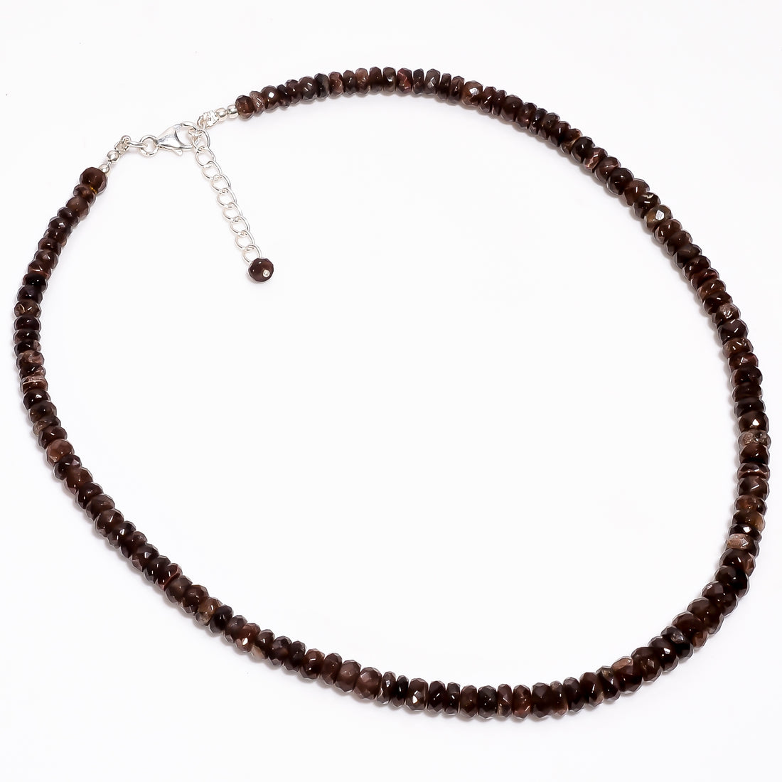 Brown Feldspar Natural Gemstone Rondelle Shape Faceted Necklace 17-19" Beads 4X4 7X7 mm, 133 Ct. YN-364