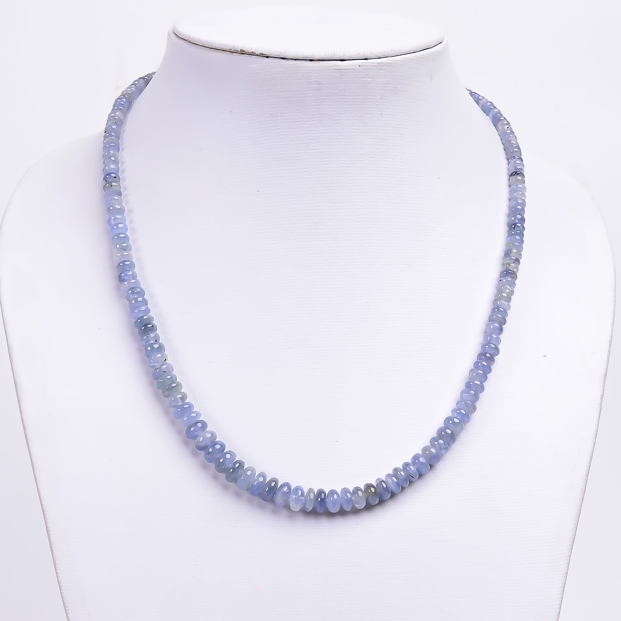 Blue Sapphire Natural Gemstone Rondelle Shape Smooth Necklace 17-19" Beads 2X2 7X7 mm, 143 Ct. YN-369