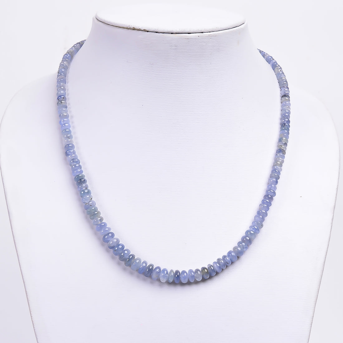 Blue Sapphire Natural Gemstone Rondelle Shape Smooth Necklace 17-19" Beads 2X2 7X7 mm, 143 Ct. YN-369