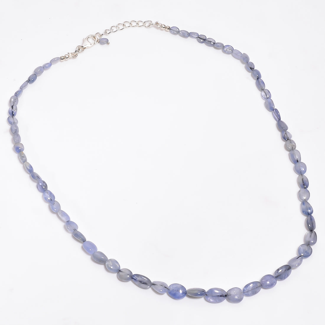 Blue Sapphire Natural Gemstone Tumbled Shape Smooth Necklace 17-19" Beads 4X3 9X7 mm, 93 Ct. YN-370