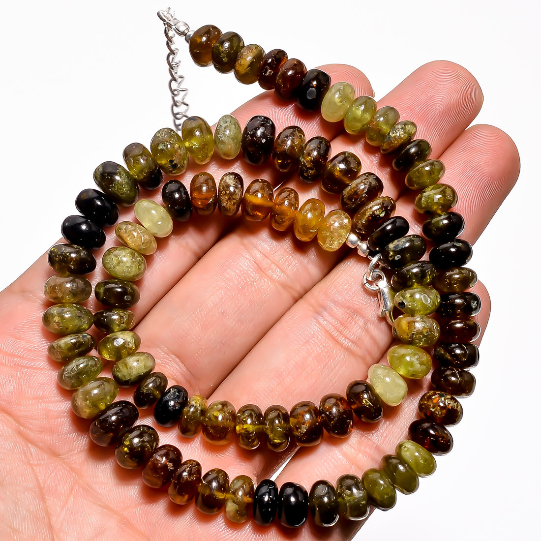 Grossular Garnet Natural Gemstone Rondelle Shape Smooth Necklace 17-19" Beads 8X8 9X9 mm, 288 Ct. YN-373