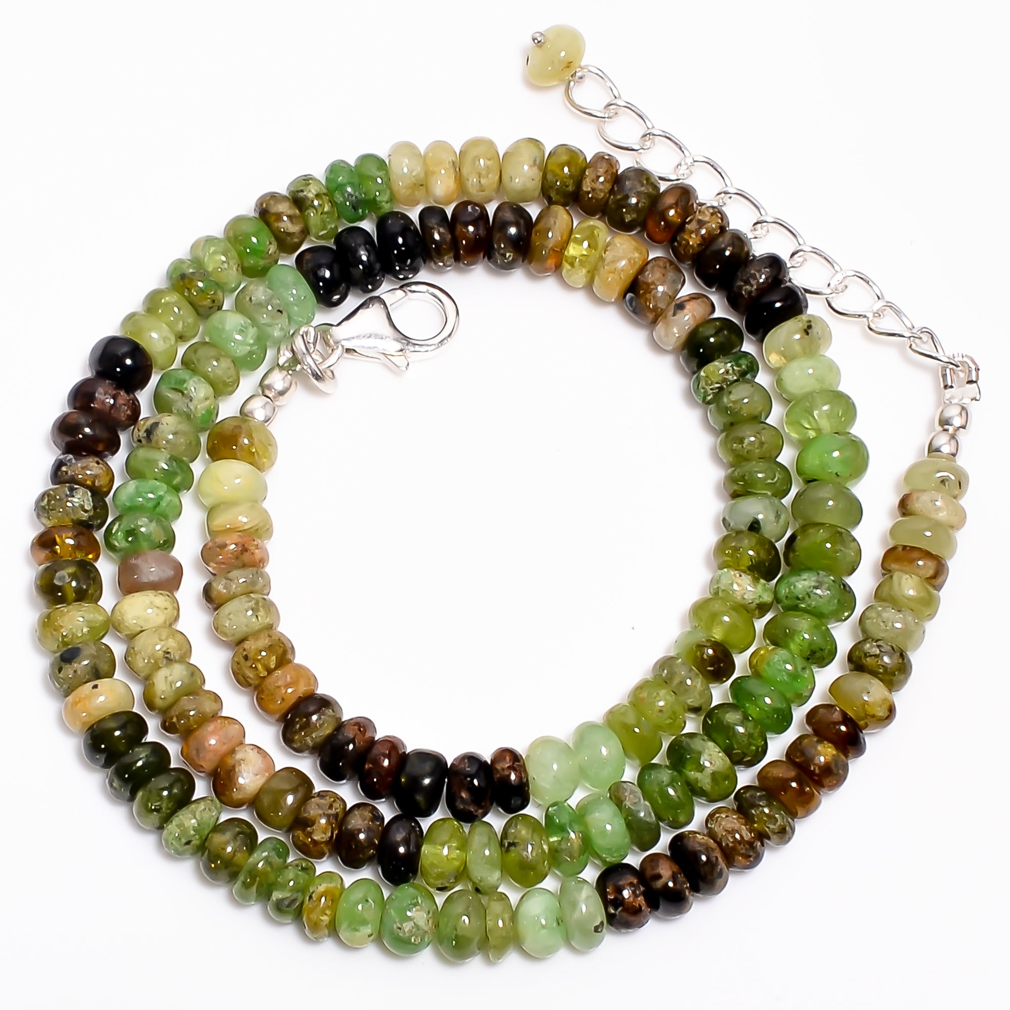 Grossular Garnet Natural Gemstone Rondelle Shape Smooth Necklace 17-19" Beads 5X5X3 mm, 120 Ct. YN-375