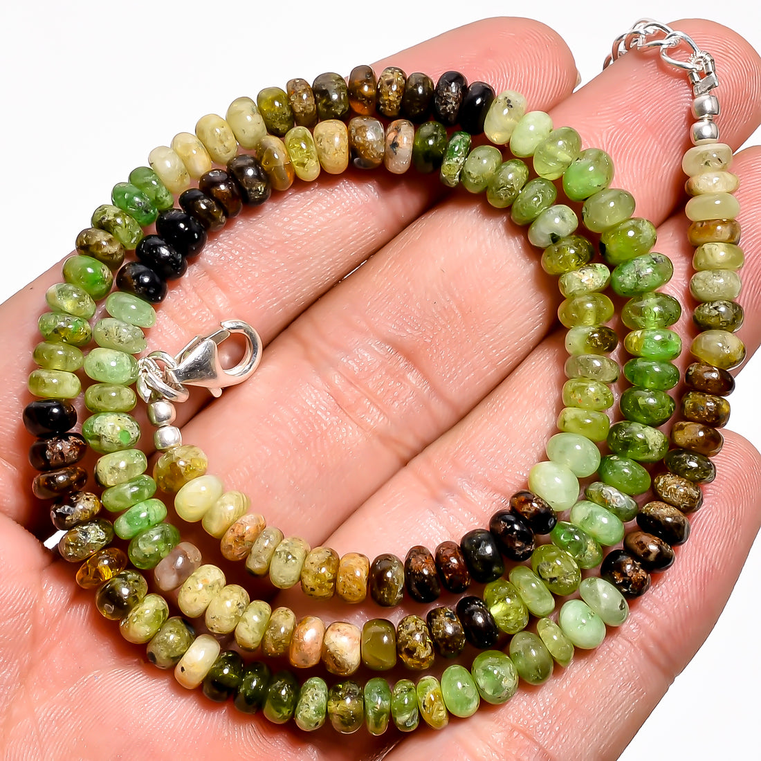 Grossular Garnet Natural Gemstone Rondelle Shape Smooth Necklace 17-19" Beads 5X5X3 mm, 120 Ct. YN-375