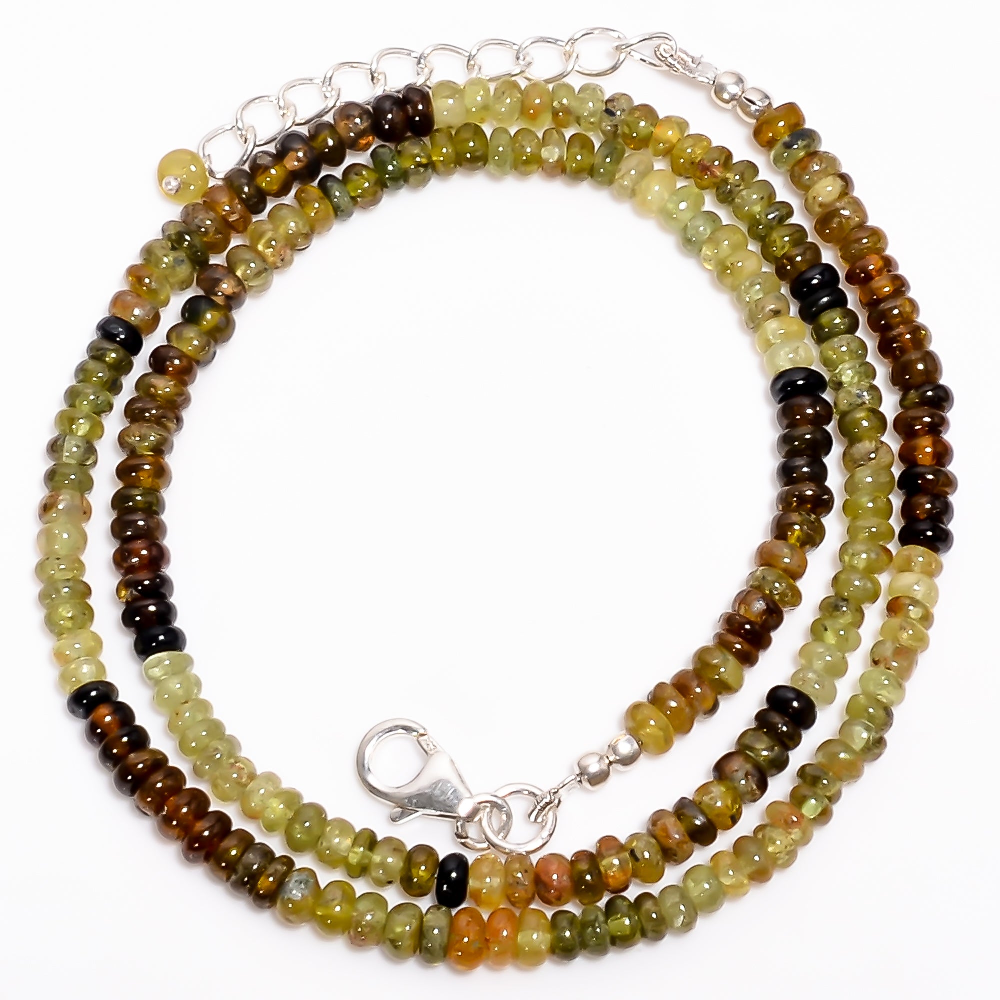 Grossular Garnet Natural Gemstone Rondelle Shape Smooth Necklace 17-19" Beads 4X4X3 mm, 79.5 Ct. YN-376