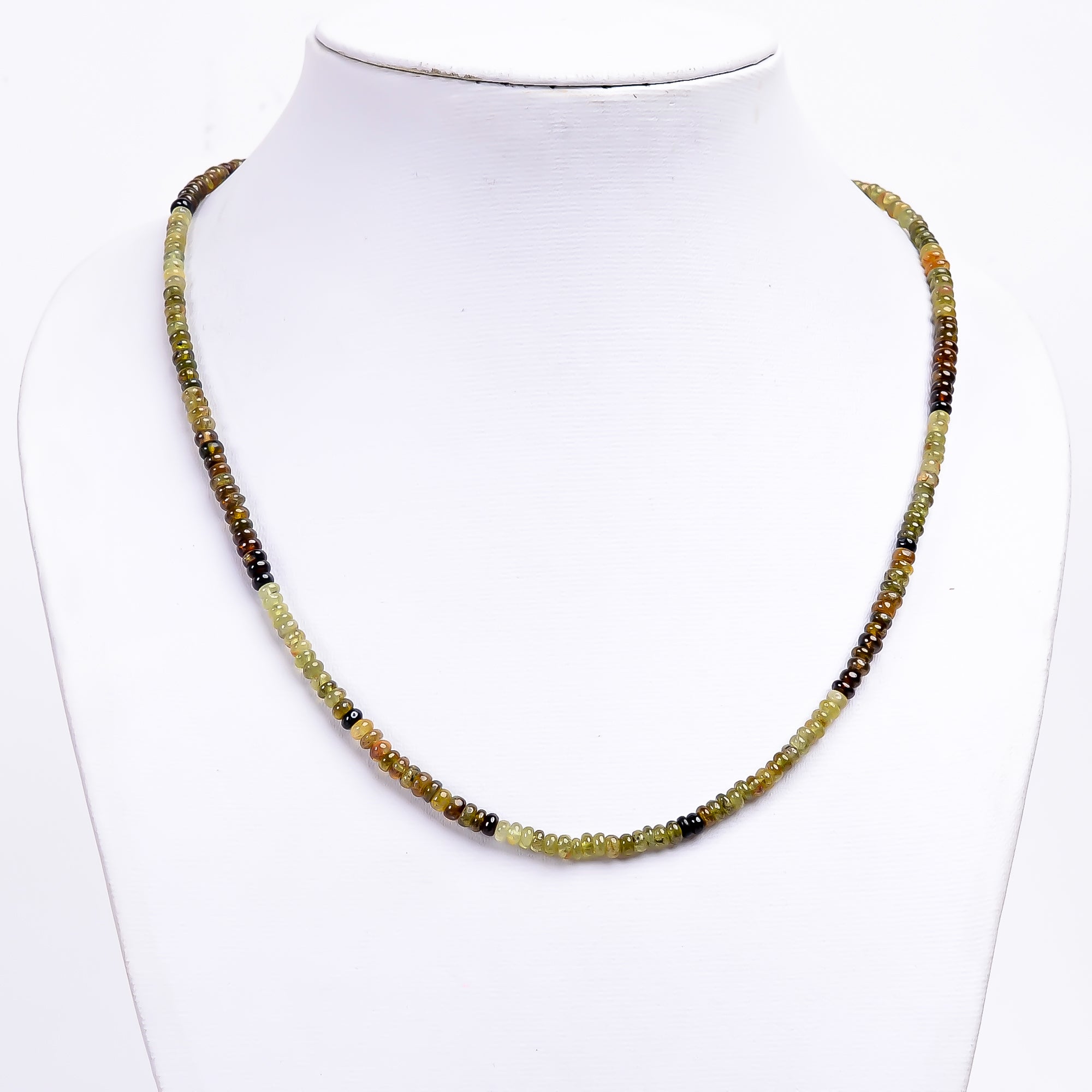 Grossular Garnet Natural Gemstone Rondelle Shape Smooth Necklace 17-19" Beads 4X4X3 mm, 79.5 Ct. YN-376