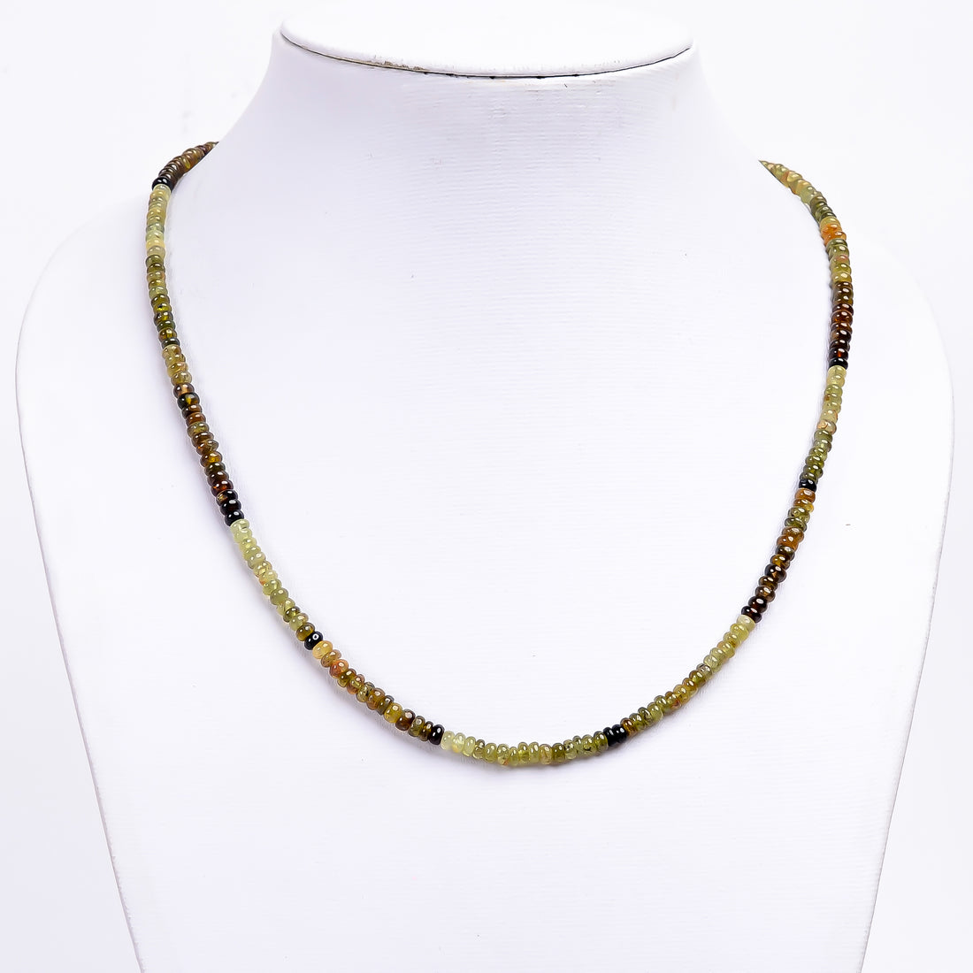 Grossular Garnet Natural Gemstone Rondelle Shape Smooth Necklace 17-19" Beads 4X4X3 mm, 79.5 Ct. YN-376