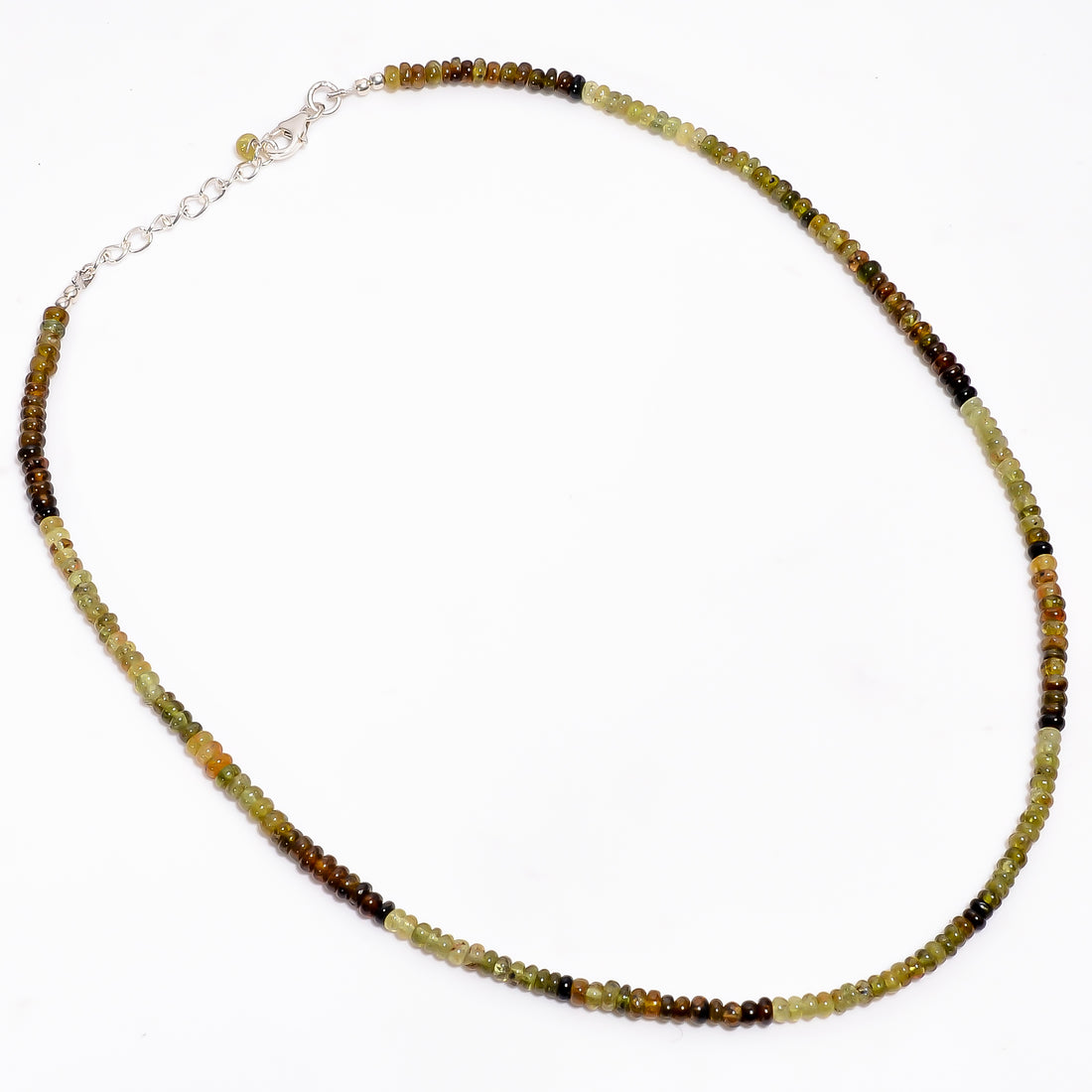 Grossular Garnet Natural Gemstone Rondelle Shape Smooth Necklace 17-19" Beads 4X4X3 mm, 79.5 Ct. YN-376