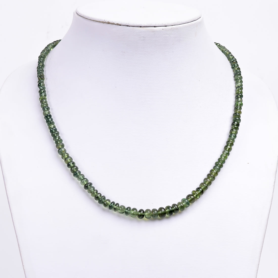 Green Apatite Natural Gemstone Rondelle Shape Smooth Necklace 17-19" Beads 3X3 6X6 mm, 100.5 Ct. YN-377