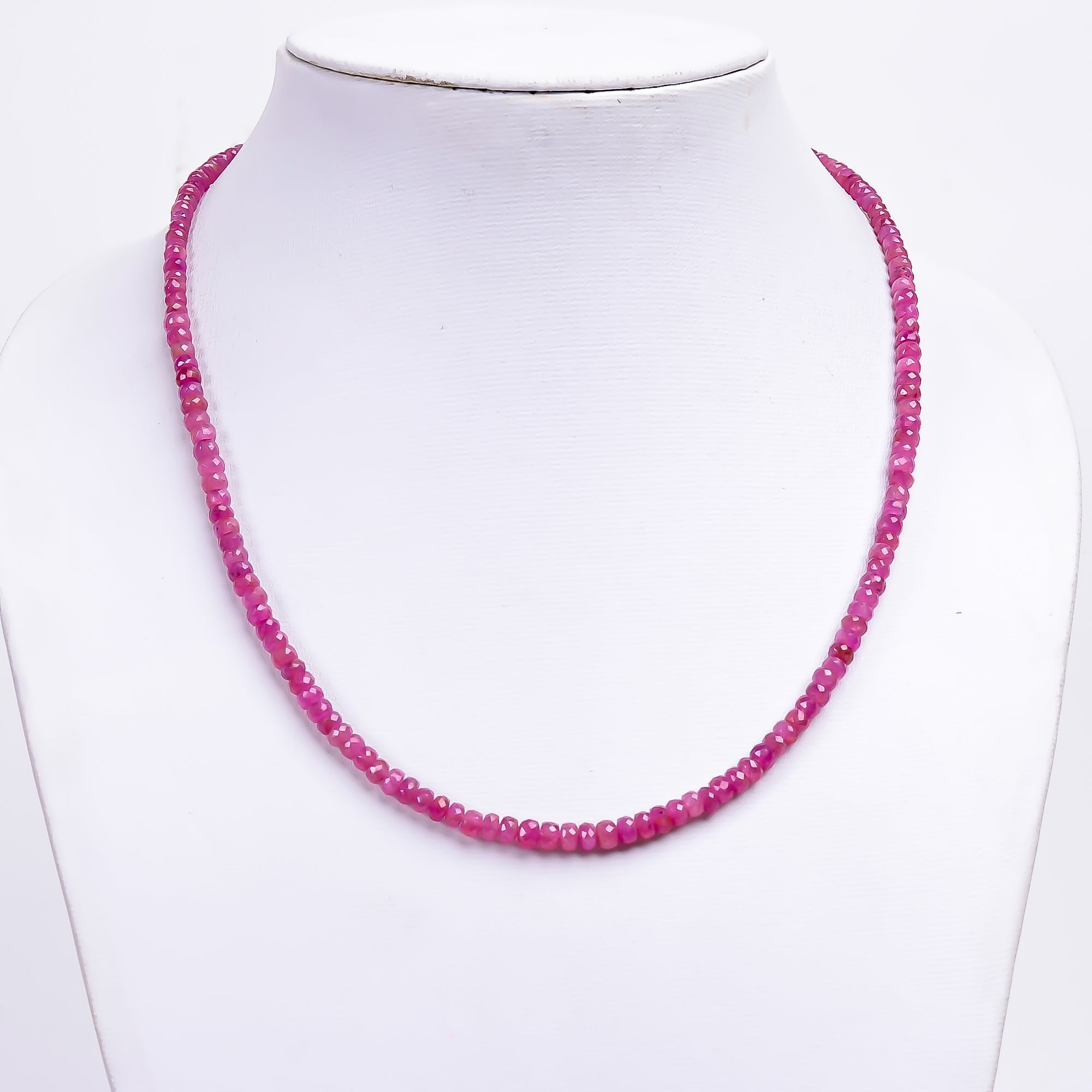 Ruby Natural Gemstone Rondelle Shape Faceted Necklace 17-19" Beads 4X4X3 mm, 90.5 Ct. YN-383