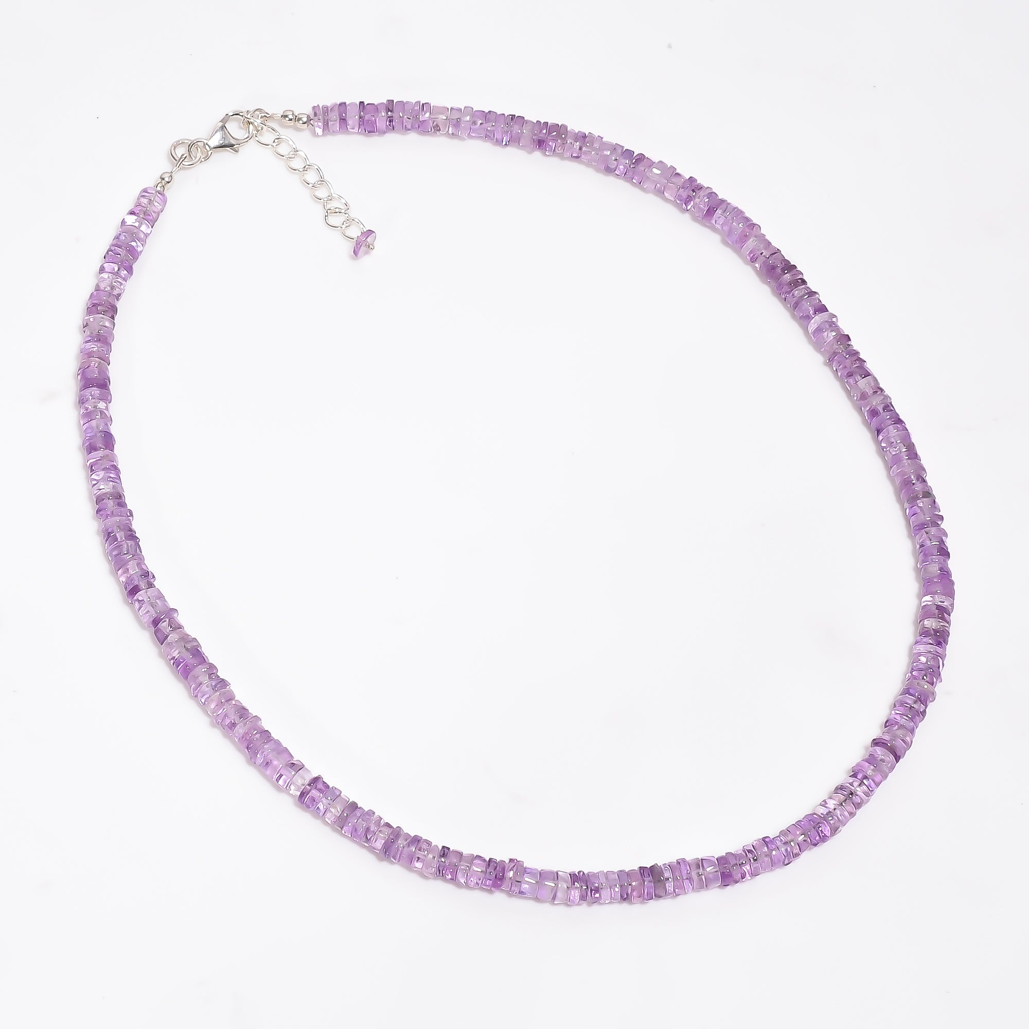 Amethyst Natural Gemstone Rondelle Shape Smooth Necklace 17-19" Beads 5X5X3 mm, 107 Ct. YN-390