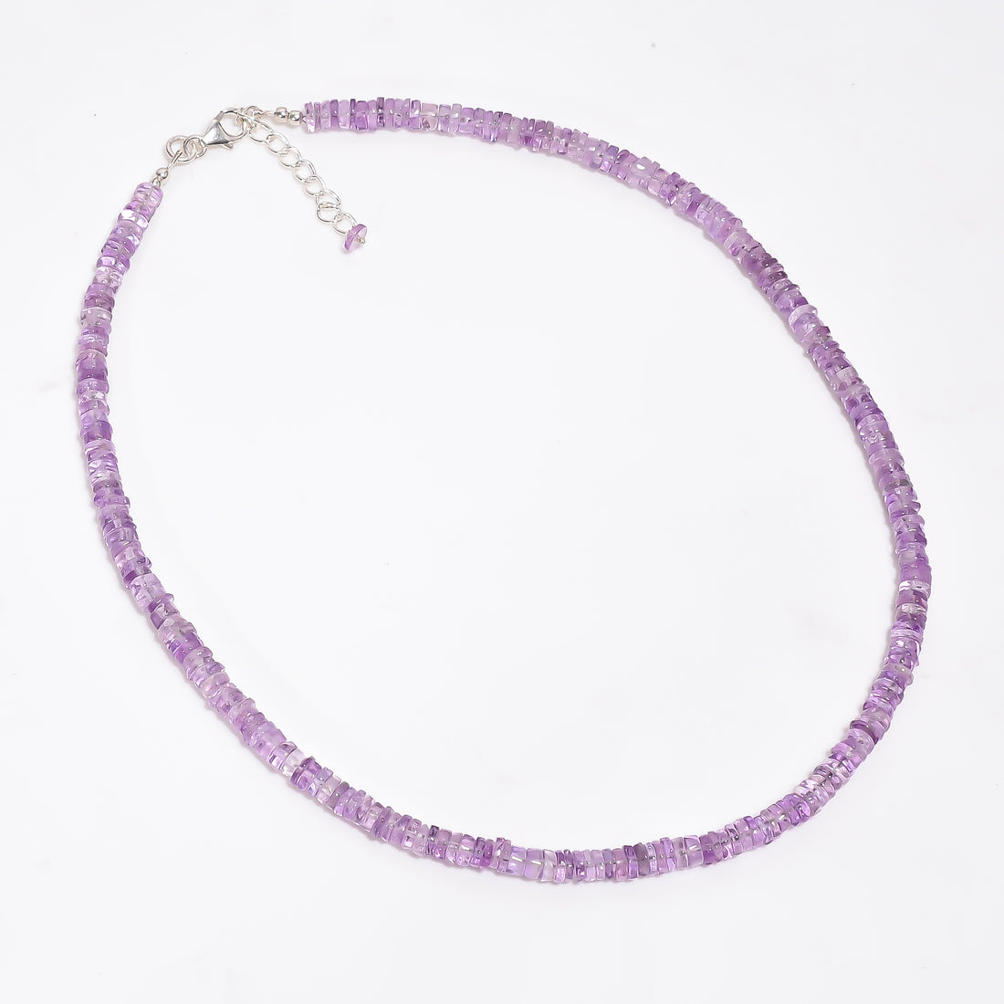 Amethyst Natural Gemstone Rondelle Shape Smooth Necklace 17-19" Beads 5X5X3 mm, 107 Ct. YN-390