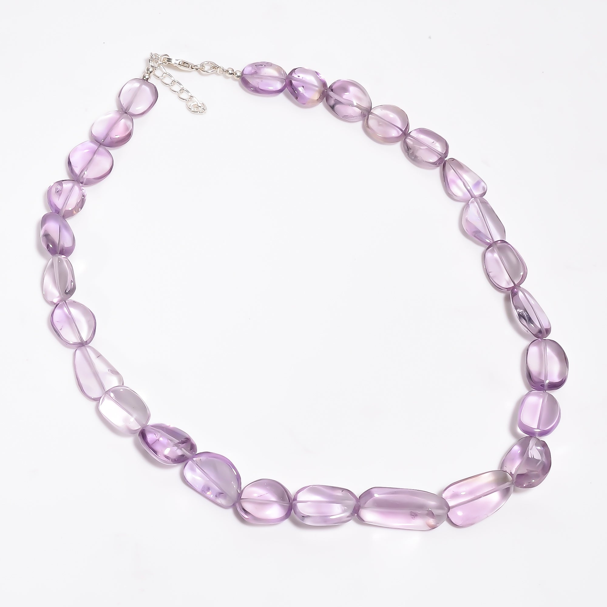 Amethyst Natural Gemstone Tumbled Shape Smooth Necklace 17-19" Beads 12X12 24X12 mm, 233 Ct. YN-391
