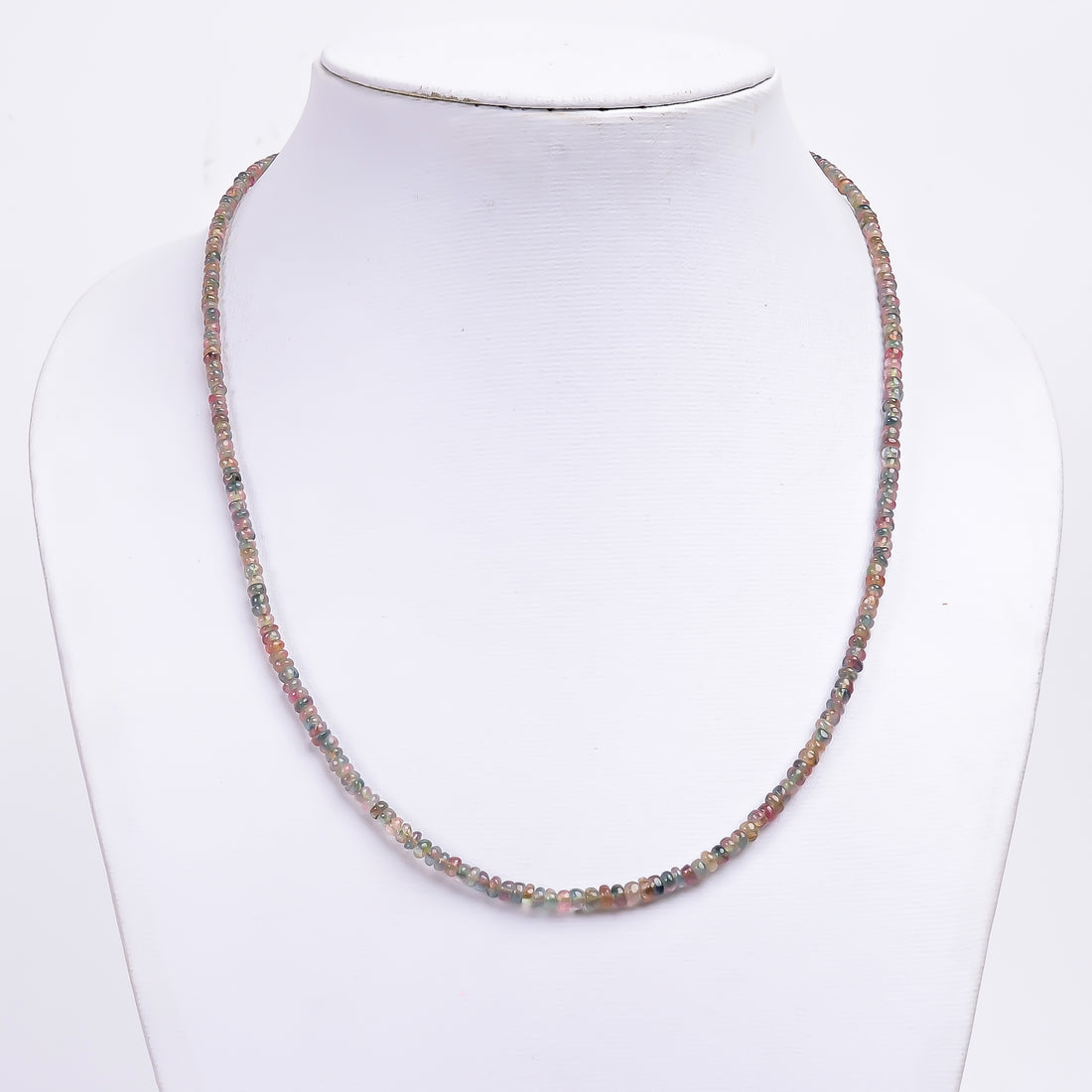 Multi Tourmaline Natural Gemstone Rondelle Shape Smooth Necklace 17-19" Beads 3X3X2 mm, 49 Ct. YN-392