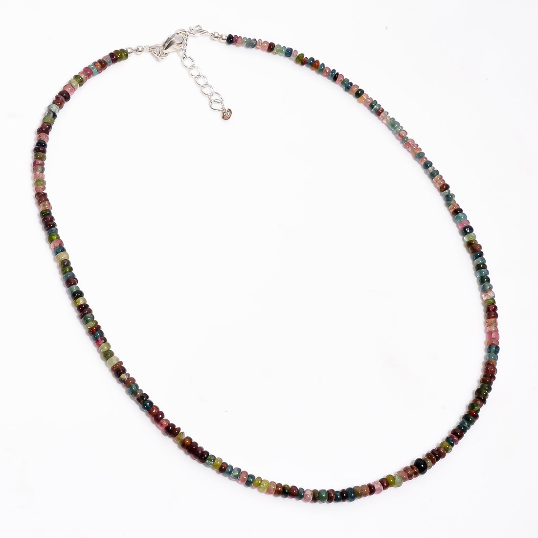 Multi Tourmaline Natural Gemstone Rondelle Shape Smooth Necklace 17-19" Beads 3X3X2 mm, 59.5 Ct. YN-398