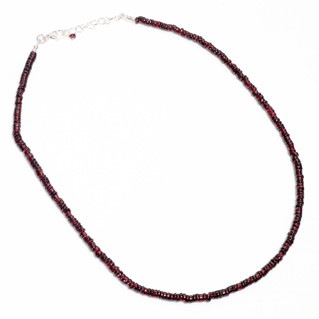 Garnet Natural Gemstone Rondelle Shape Smooth Necklace 17-18.5" Beads 4X4X3 mm, 96 Ct. YN-400