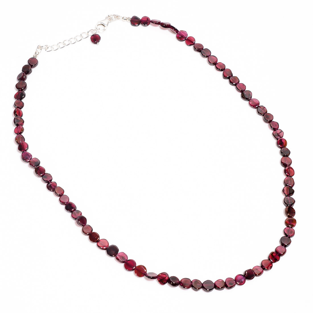 Garnet Natural Gemstone Coin Shape Smooth Necklace 17-19" Beads 5X5X2 mm, 89 Ct. YN-401