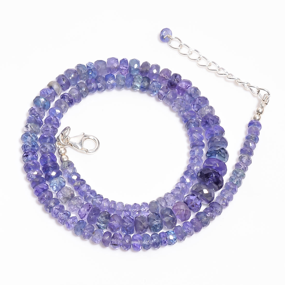 Tanzanite Natural Gemstone Rondelle Shape Faceted Necklace 17-19" Beads 4X4 8X8 mm, 118 Ct. YN-403