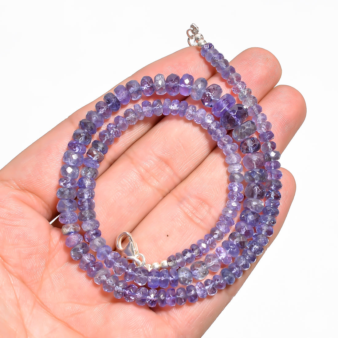 Tanzanite Natural Gemstone Rondelle Shape Faceted Necklace 17-19" Beads 4X4 8X8 mm, 118 Ct. YN-403