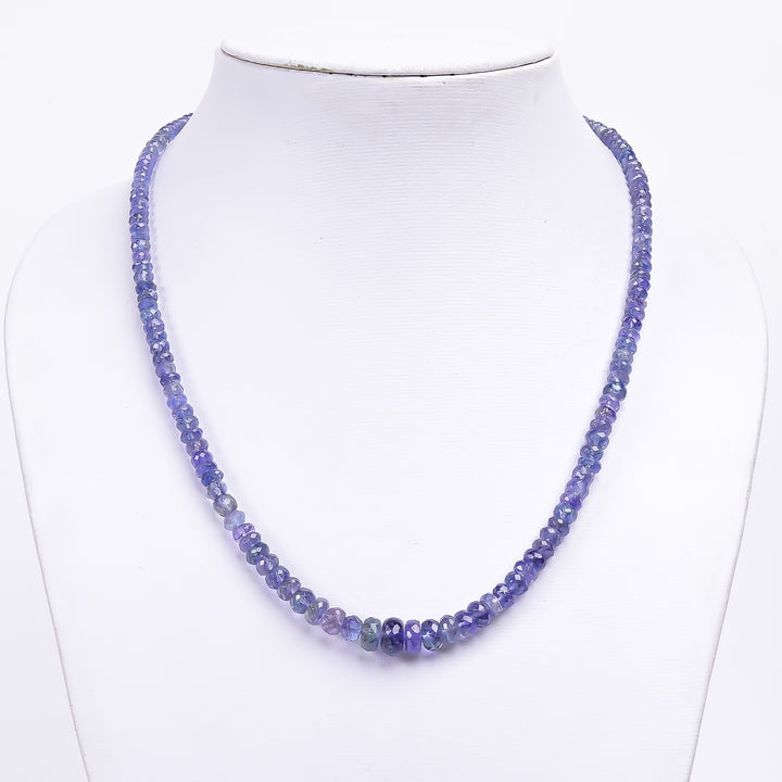 Tanzanite Natural Gemstone Rondelle Shape Faceted Necklace 17-19" Beads 4X4 8X8 mm, 118 Ct. YN-403