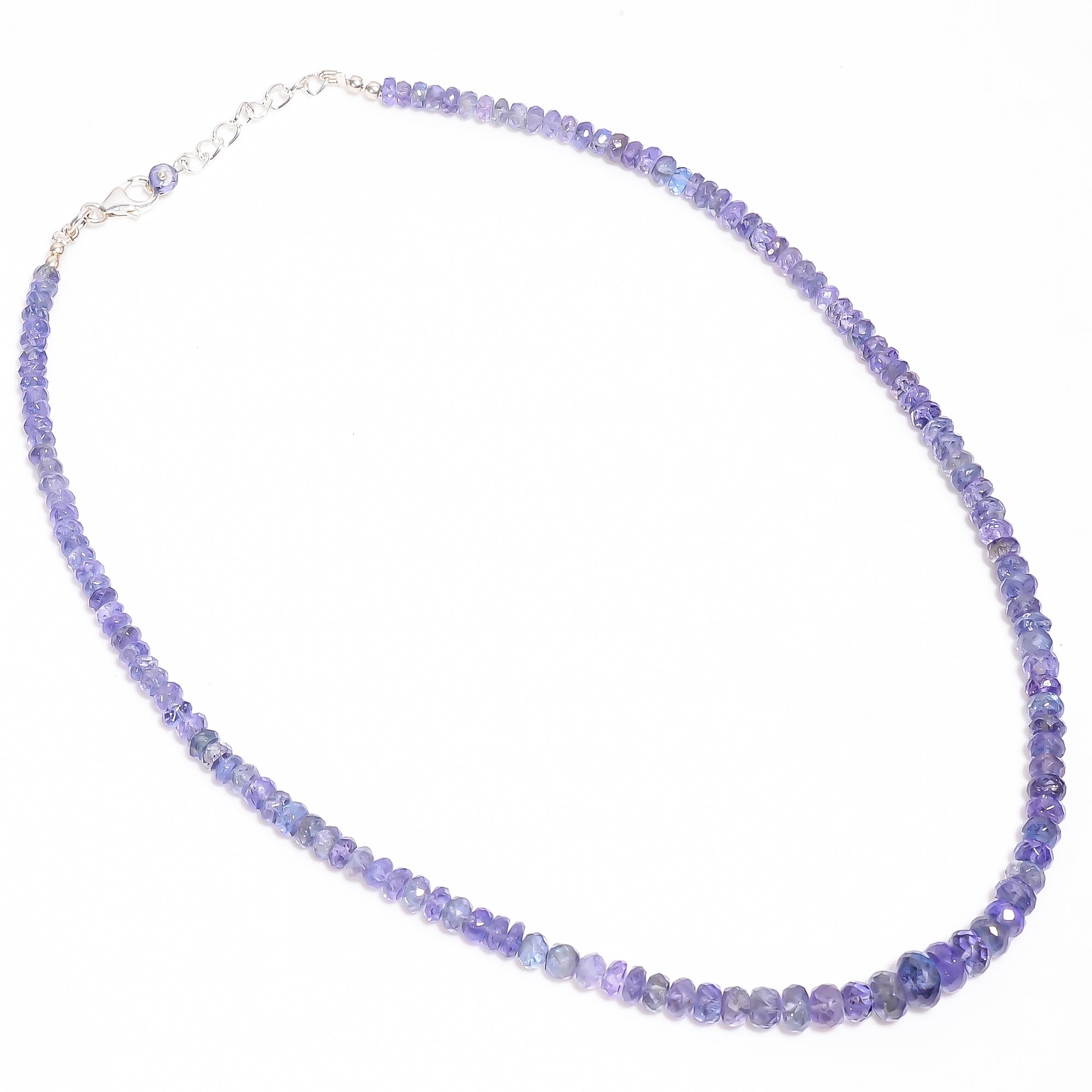 Tanzanite Natural Gemstone Rondelle Shape Faceted Necklace 17-19" Beads 4X4 8X8 mm, 118 Ct. YN-403