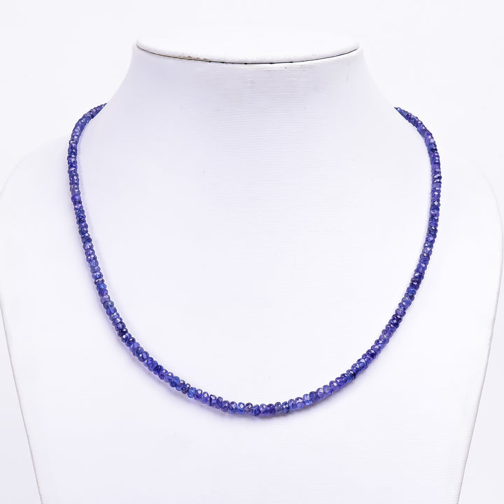 Tanzanite Natural Gemstone Rondelle Shape Faceted Necklace 17-19" Beads 3X3 4X4 mm, 60 Ct. YN-404