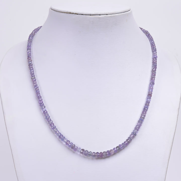 Tanzanite Natural Gemstone Rondelle Shape Faceted Necklace 17-19" Beads 3X3 5X5 mm, 88 Ct. YN-407
