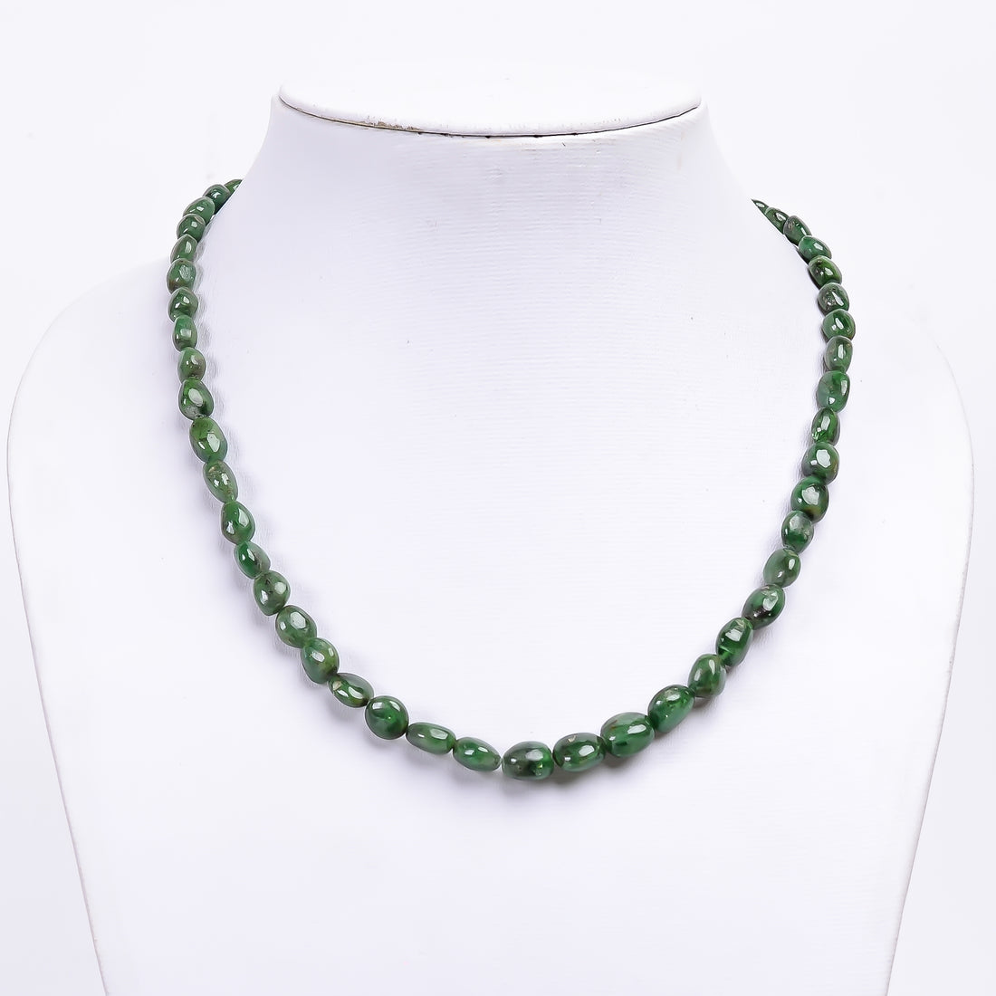 Tsavorite Natural Gemstone Tumbled Shape Smooth Necklace 17-19" Beads 6X5 8X8 mm, 152 Ct. YN-410