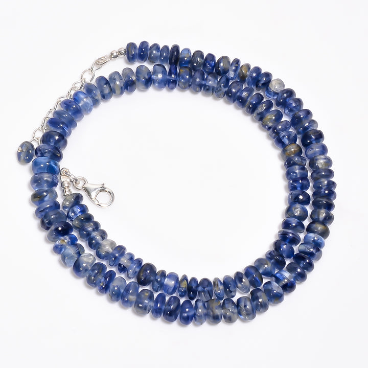 Kyanite Natural Gemstone Rondelle Shape Smooth Necklace 17-19" Beads 6X6 8X8 mm, 227 Ct. YN-415