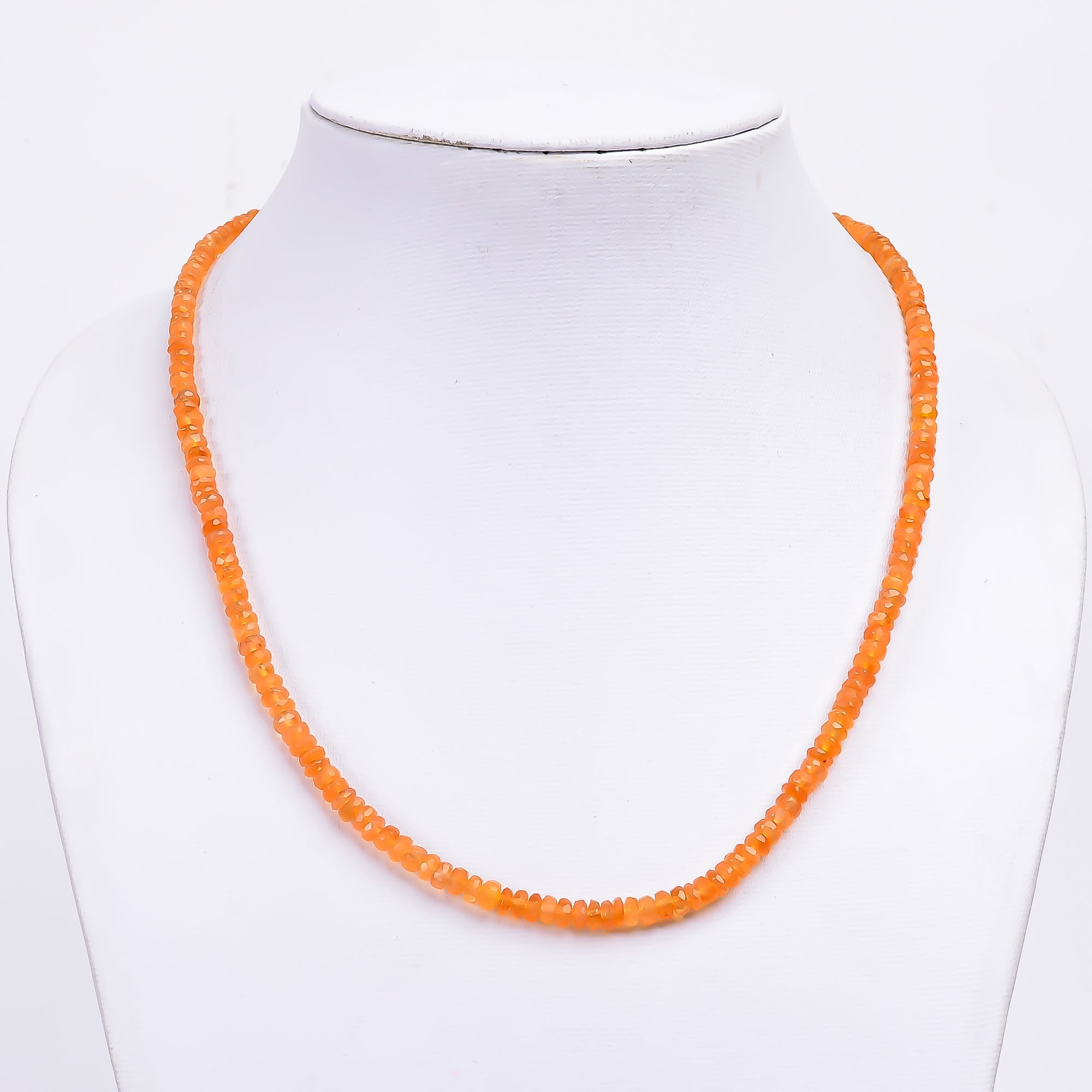 Carnelian Natural Gemstone Rondelle Shape Faceted Necklace 17-19" Beads 3X3 4X4 mm, 70.5 Ct. YN-416