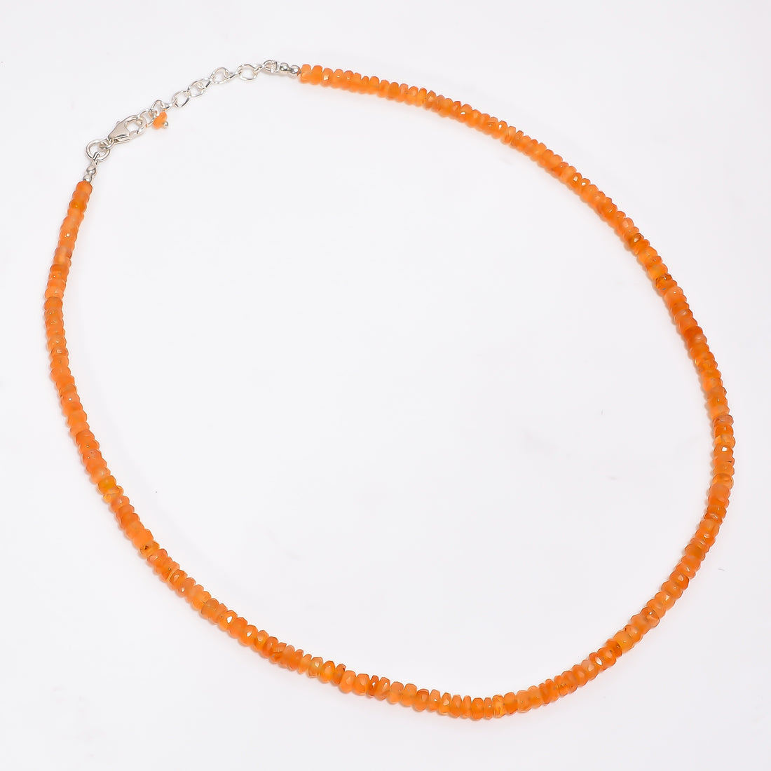 Carnelian Natural Gemstone Rondelle Shape Faceted Necklace 17-19" Beads 3X3 4X4 mm, 70.5 Ct. YN-416